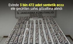 Evinde 3 bin 472 adet sentetik ecza ele geçirilen şahıs gözaltına alındı