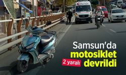 Samsun'da motosiklet devrildi: 2 yaralı