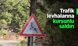 Trafik levhalarına kurşunlu saldırı.