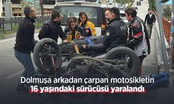 Dolmuşa arkadan çarpan motosikletin 16 yaşındaki sürücüsü yaralandı