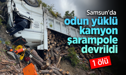 Samsun'da odun yüklü kamyon şarampole devrildi: 1 ölü