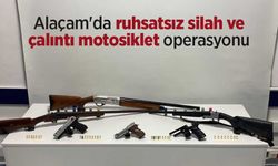 Alaçam'da ruhsatsız silah ve çalıntı motosiklet operasyonu