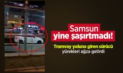 Samsun yine şaşırtmadı! Tramvay yoluna giren sürücü yürekleri ağza getirdi