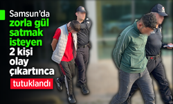 Samsun’da zorla gül satmak isteyen 2 kişi olay çıkartınca tutuklandı.