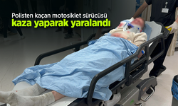 Polisten kaçan motosiklet sürücüsü kaza yaparak yaralandı
