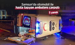 Samsun'da otomobil ile hasta taşıyan ambulans çarpıştı; 5 yaralı