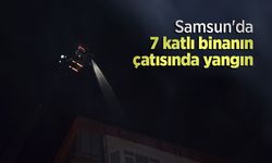 Samsun'da 7 katlı binanın çatısında yangın