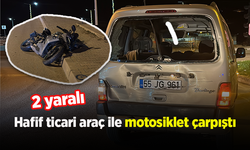 Hafif ticari araç ile motosiklet çarpıştı; 2 yaralı