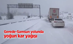 Gerede-Samsun yolunda yoğun kar yağışı