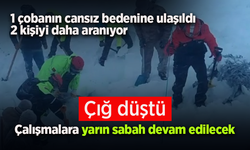 Çığ altında kalan 3 çobandan birinin cansız bedenine ulaşıldı