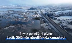 Beyaz gelinliğini giyen Ladik Gölü’nün güzelliği göz kamaştırdı