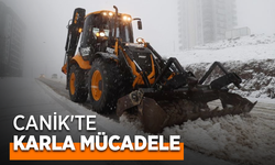 Canik’te karla mücadele