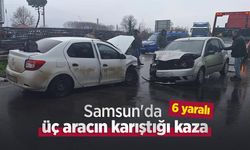 Samsun'da üç aracın karıştığı kaza: 6 yaralı