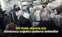100 liralık alışveriş için dondurucu soğukta saatlerce beklediler