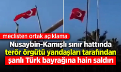 Nusaybin-Kamışlı sınır hattında terör örgütü yandaşları tarafından şanlı Türk bayrağına hain saldırı