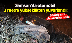 Samsun’da otomobil 3 metre yükseklikten yuvarlandı: Sürücü yara almadan kurtuldu