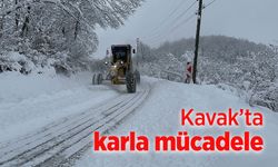 Kavak’ta karla mücadele