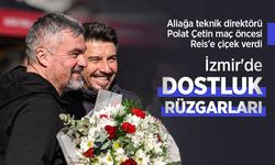 Aliağa teknik direktörü Polat Çetin maç öncesi Reis'e çiçek verdi, İzmir'de dostluk RÜZGARLARI