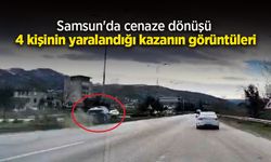 Samsun'da cenaze dönüşü 4 kişinin yaralandığı kaza araç kamerasına yansıdı