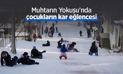 Muhtarın Yokuşu'nda çocukların kar eğlencesi