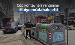 Çöp konteyneri yangınına itfaiye müdahale etti