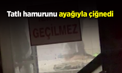 Tatlı hamurunu ayağıyla çiğnedi