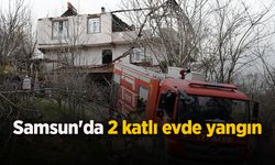 Samsun'da 2 katlı evde yangın