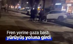 Fren yerine gaza bastı, yürüyüş yoluna girdi