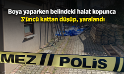 Boya yaparken belindeki halat kopunca 3’üncü kattan düşüp, yaralandı