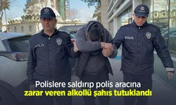 Polislere saldırıp polis aracına zarar veren alkollü şahıs tutuklandı