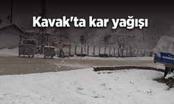 Kavak'ta kar yağışı