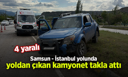Samsun - İstanbul yolunda yoldan çıkan kamyonet takla attı