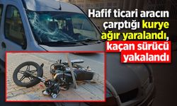 Hafif ticari aracın çarptığı kurye ağır yaralandı, kaçan sürücü yakalandı