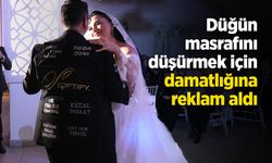 Düğün masrafını düşürmek için damatlığına reklam aldı