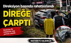 Direksiyon Başında Rahatsızlandı Sürücü Direğe Çarptı