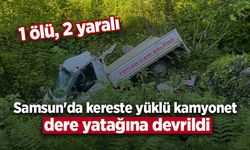 Samsun'da kereste yüklü kamyonet dere yatağına devrildi: 1 ölü, 2 yaralı