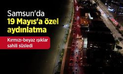 Samsun'da 19 Mayıs'a özel aydınlatma: Kırmızı-beyaz ışıklar sahili süsledi