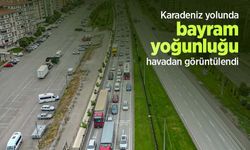Karadeniz yolunda bayram yoğunluğu havadan görüntülendi