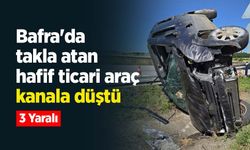 Bafra'da takla atan hafif ticari araç kanala düştü: 3 Yaralı