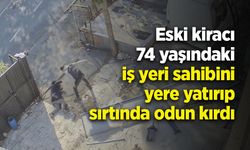 Eski kiracı 74 yaşındaki iş yeri sahibini yere yatırıp sırtında odun kırdı