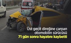 Üst geçit direğine çarpan otomobilin sürücüsü 71 gün sonra hayatını kaybetti