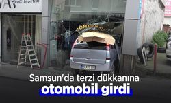 Samsun'da terzi dükkanına otomobil girdi