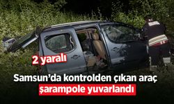 Kontrolden çıkan araç şarampole yuvarlandı: 2 yaralı