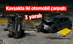 Kavşakta iki otomobil çarpıştı: 3 yaralı