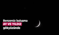 Benzersiz buluşma ay ve yıldız gökyüzünde