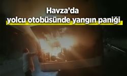 Havza'da yolcu otobüsünde yangın paniği