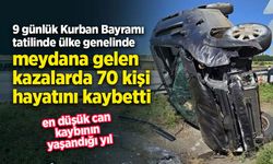 9 günlük Kurban Bayramı tatilinde ülke genelinde meydana gelen kazalarda 70 kişi hayatını kaybetti