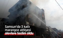 Samsun'da 3 katlı marangoz atölyesi alevlere teslim oldu