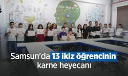 Samsun'da 13 ikiz öğrencinin karne heyecanı