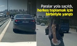 Paralar yola saçıldı, herkes toplamak için birbiriyle yarıştı